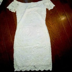 White mesh floral dress